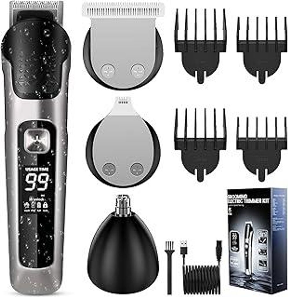 KDISHKRA Haarschneidemaschine Set, Profi Bartschneider Herren, 3 in 1 Haarschneider Elektrisch für Bart Haar Nasenhaare, Präzisionstrimmer Barttr...