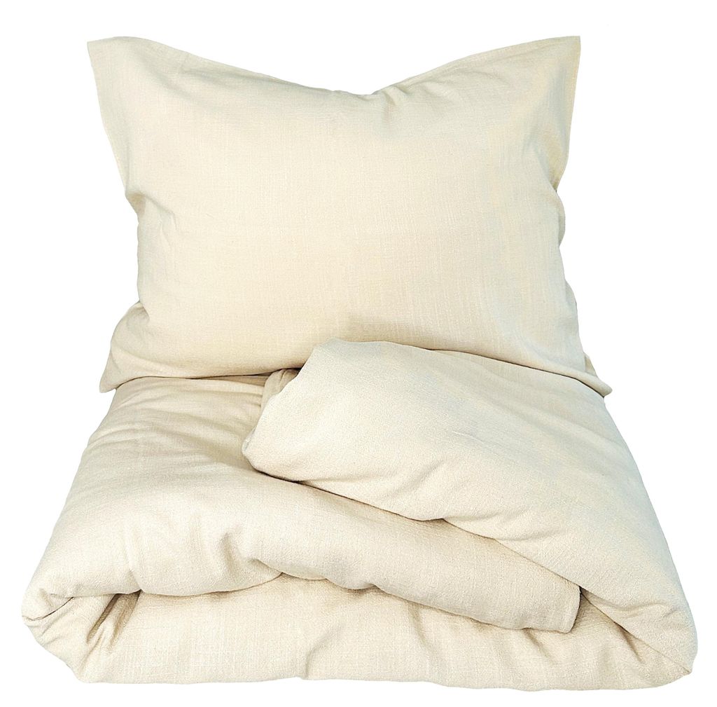 Leinenbettwäsche Naira in Creme – Set 140 x 200 cm, 70 x 90 cm