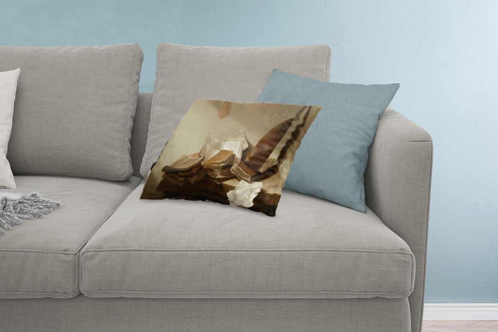 MuchoWow Zierkissen Sofakissen Wohnzimmer Dekokissen 60x40 cm Stilleben mit Büchern - Gemälde von Jan Davidsz. de Heem - Kopfkissen - Polster m...