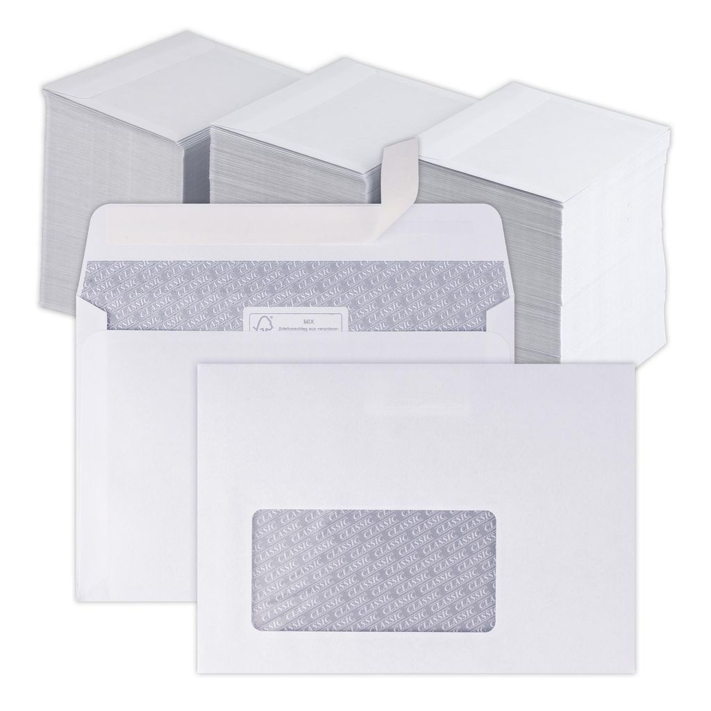 1.000 pièces Enveloppes - Enveloppes C6 avec fenêtre - Image du produit 