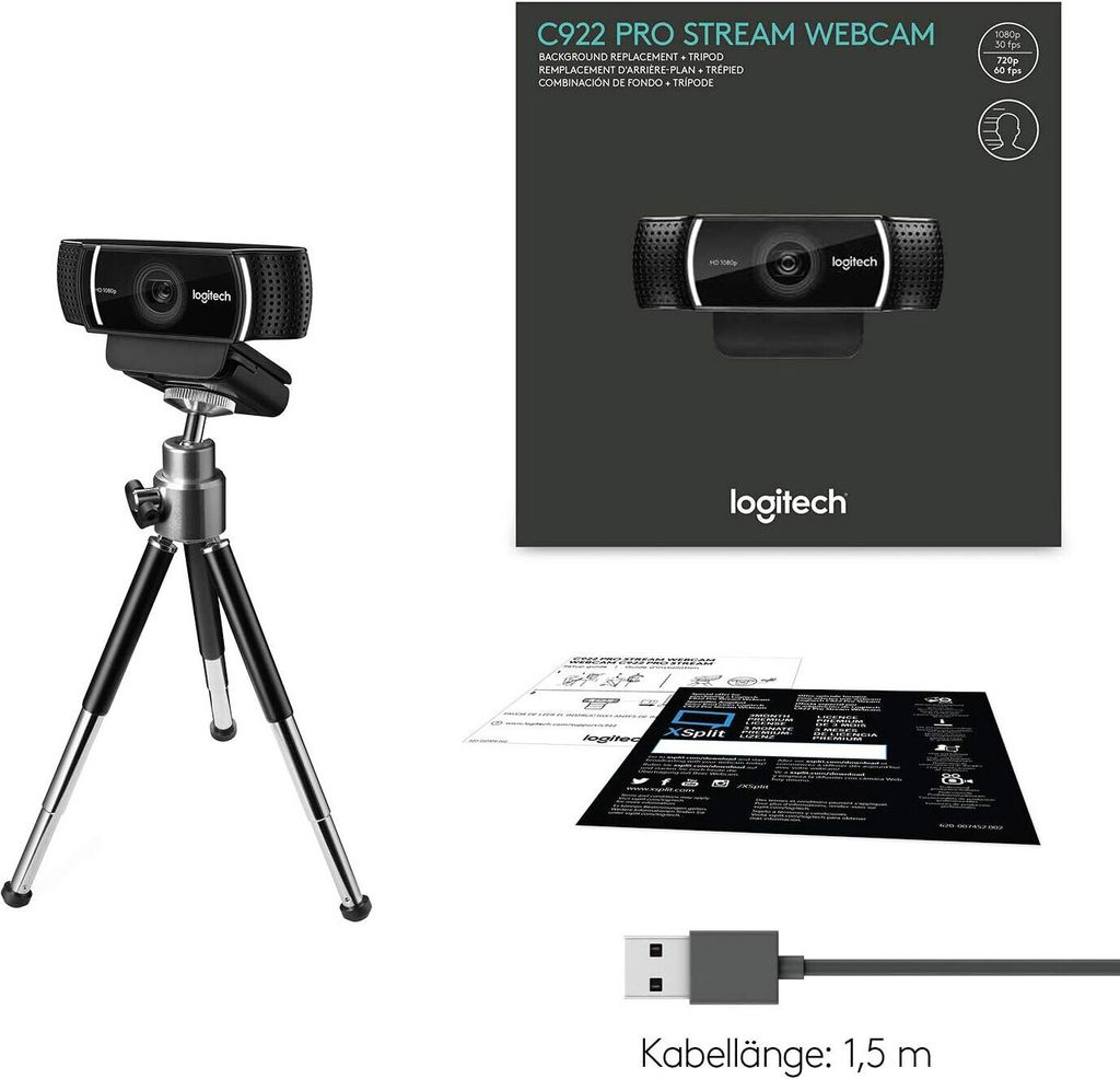 Logitech C922 Pro HD Streaming-Webcam, 1080p, 30 FPS, FOV Produktbild 26