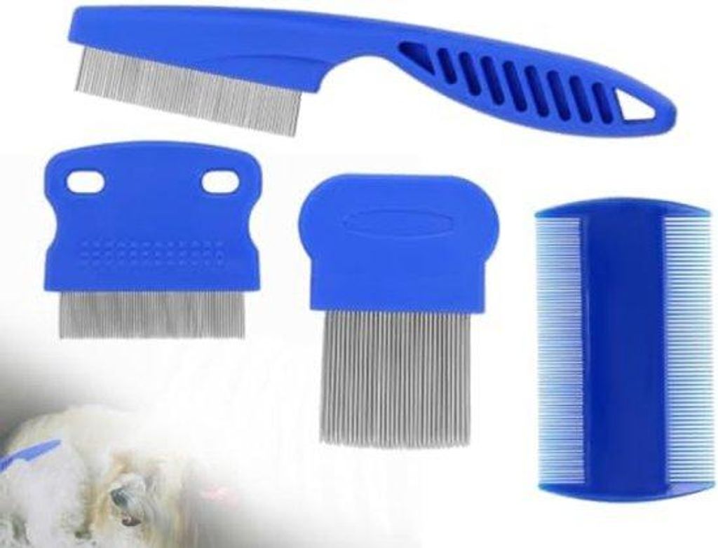 Vierkoppige Haarkam für Haustiere - 4-teilige metallene Kammen für Fellpflege