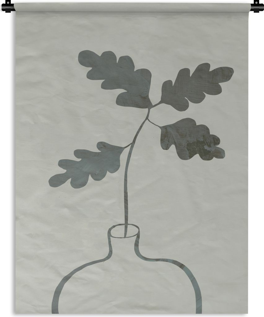 MuchoWow Wandteppich Wandbehang Blumen - Blätter - Blumentopf - Grün 150x200 cm Tapisserie Dekoration Wandtuch - Wandaufhängung - Moderner