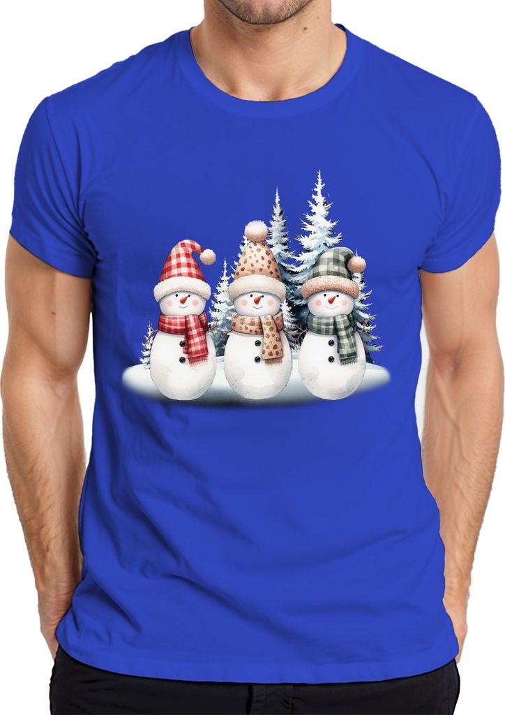 Schneemänner - Weihnachten Weihnachtsgeschenk Christmas Herren T-Shirt, Blau, M