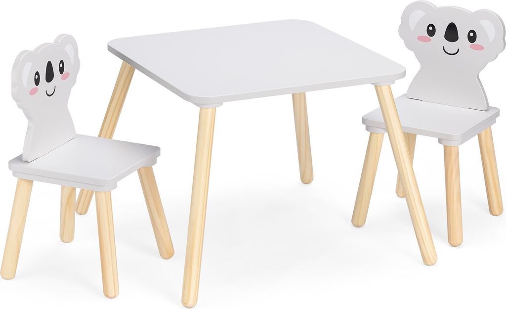 Navaris Kindersitzgruppe 3tlg. aus Holz - 1 Kindertisch 2 Produktbild 