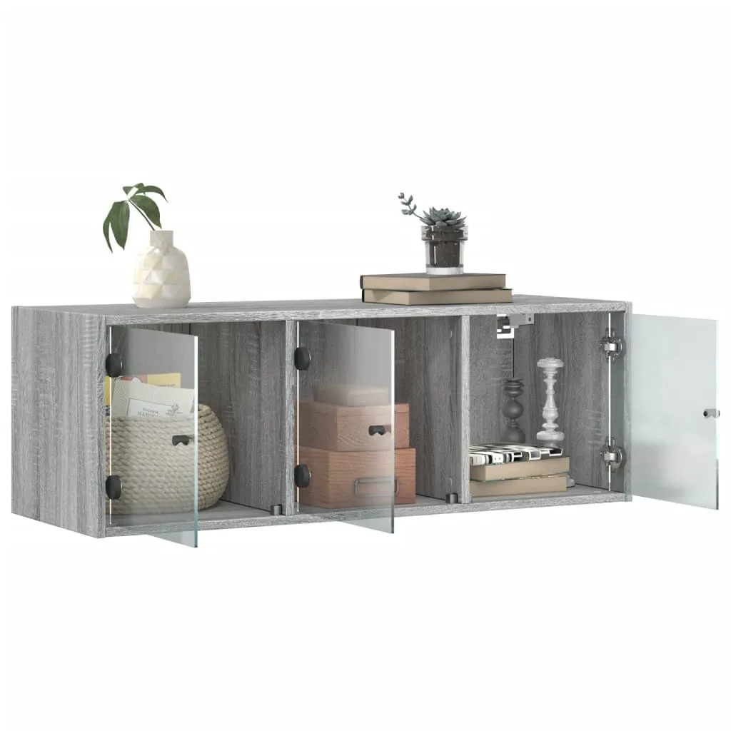 Armadio a muro con ante in vetro Grigio Sonoma 102x37x35 cm - 5