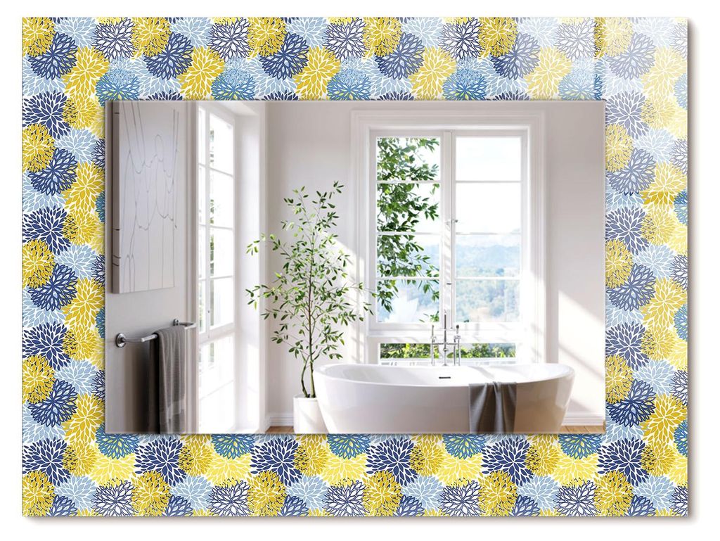 Farbige Blumenmuster – Rechteckiger Spiegel mit Druck 80x60 cm – Modern - Dekorativ für die Wand