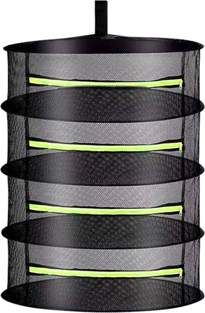 60 cm, 2/4/6/8 Lagen, Kräuter-Trockennetz mit S-förmigem Haken, faltbarer Pflanzen-Trocknerkorb mit Reißverschluss, strapazierfähiges Hängenet...