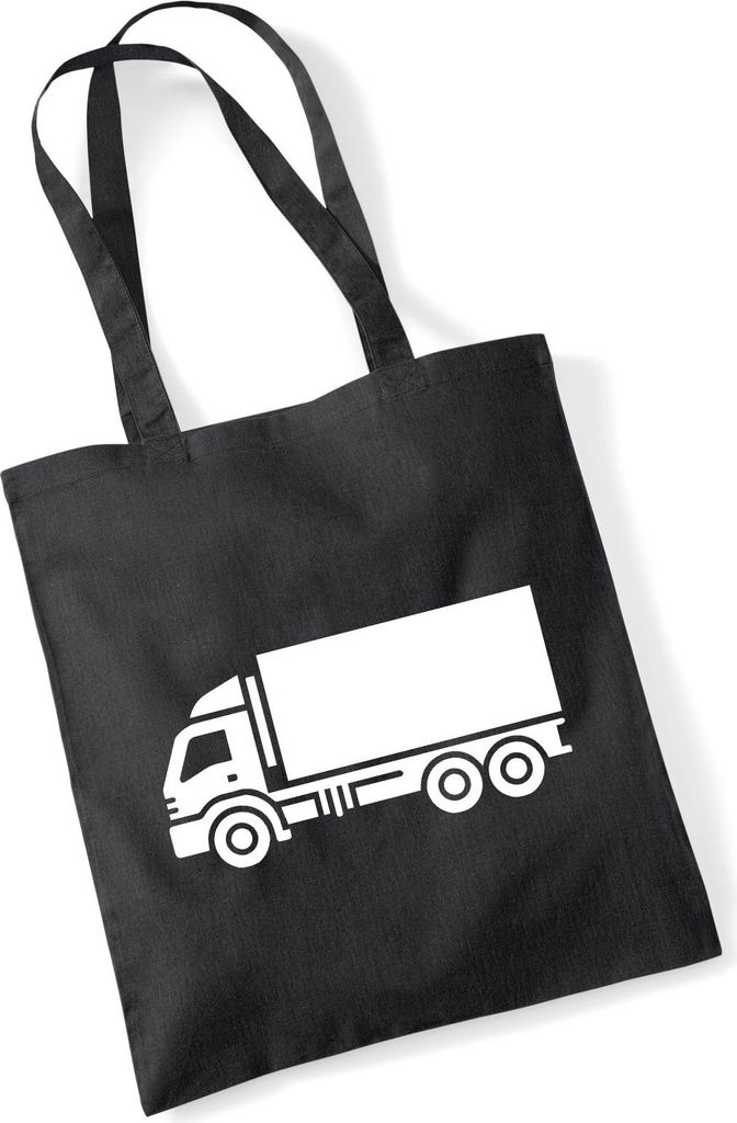 Huuraa Jutebeutel LKW Lastkraftwagen 10 Liter Black Baumwolle Tasche Geschenkidee