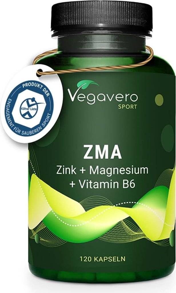 Vegavero ZMA | 120 Kapseln | Magnesium + Zink + Vitamin B6 | vegan