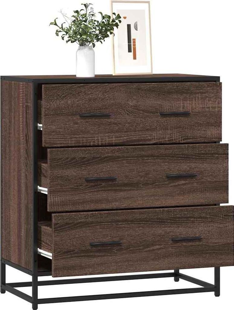 "2026 MODERNE"Sideboard/Kommode - elegantes Design - Buffetschrank - Braun Eichen-Optik 68x35x76cm Holzwerkstoff & Metall NEU121949 - Kommoden
