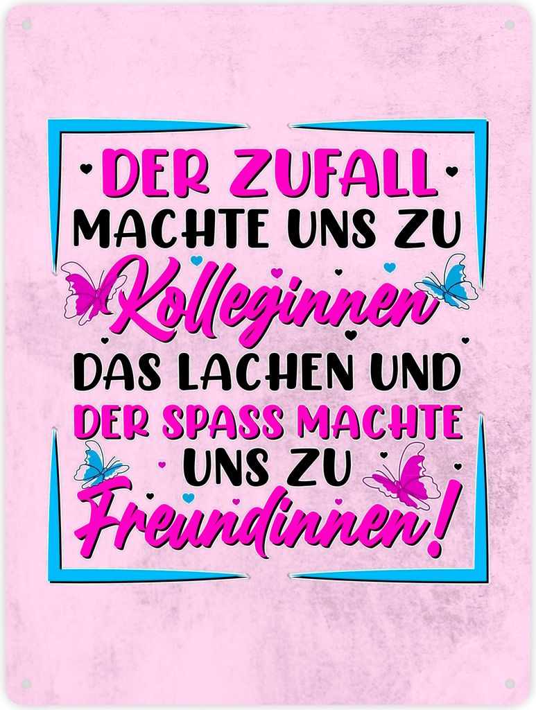 Der Zufall machte uns zu Kolleginnen Metallschild XXL in 28x38 cm mit Spruch