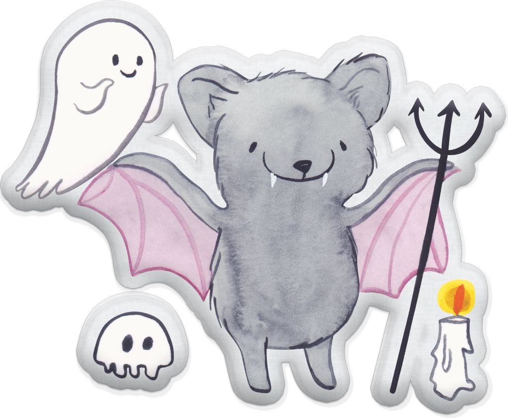 Mr. & Mrs. Panda Dekokissen Fledermaus Dracula 55 cm - Weiß - Geschenk, Stofftier, Plüschtier, Dekoration, Kuschelkissen, Zierkissen, Kuscheltier
