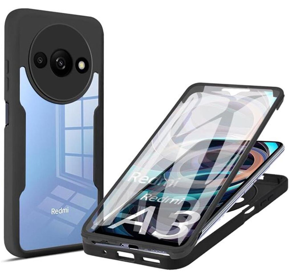 Techsuit ColorVerse 360 Hülle mit Schutzfolie für Xiaomi Redmi A3 - Schwarz