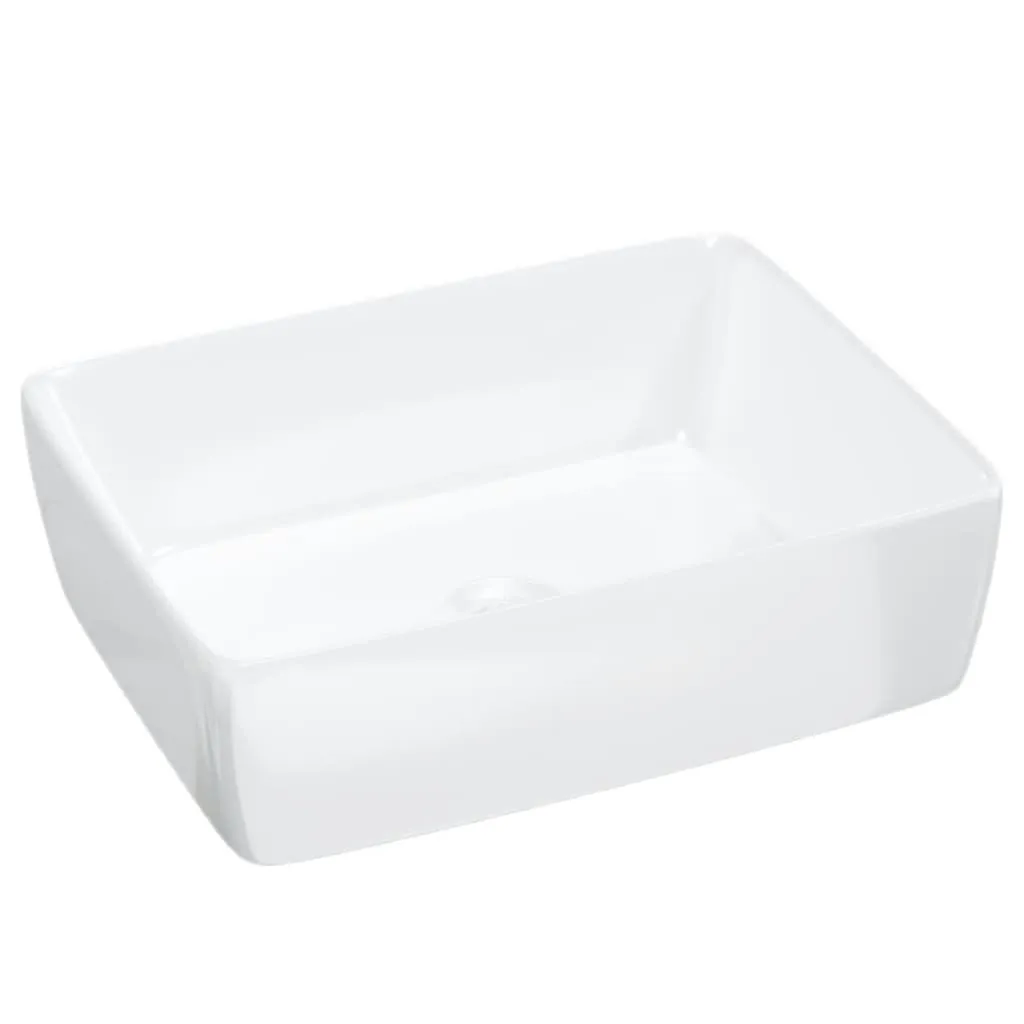 Vasque à poser rectangulaire céramique blanche vidaXL 48 cm de large - 9