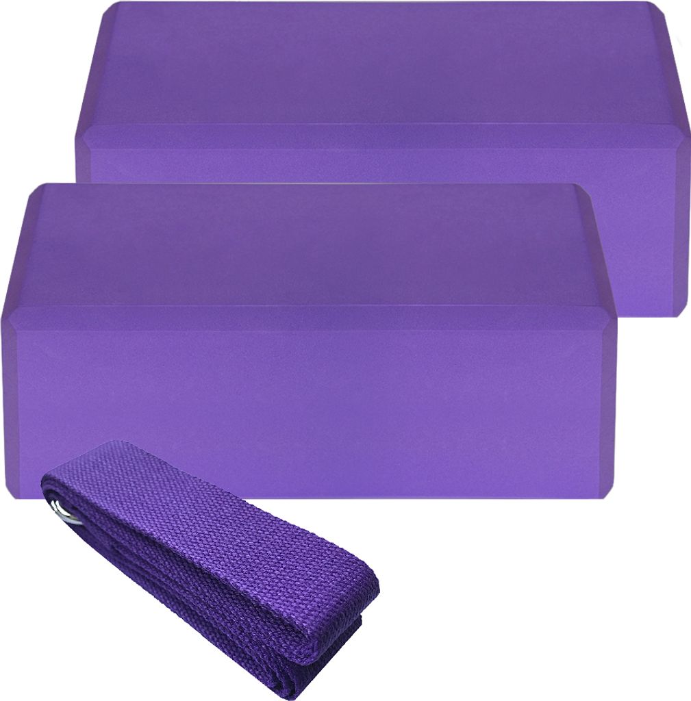 2er EVA Yoga Bloecke 1er Baumwoll Yoga Gurt Stabilitaets Bloecke Yoga Gurt Set fuer Yoga Pilates Meditation