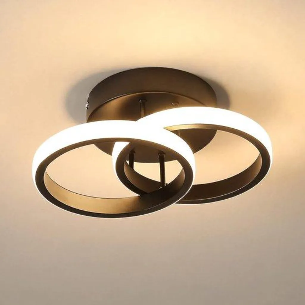Plafonnier LED rond moderne 22W blanc chaud avec 2 points lumineux