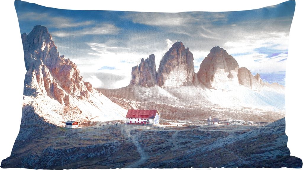 MuchoWow Zierkissen Sofakissen Wohnzimmer Dekokissen 60x40 cm Haus - Berge - Landschaft - Kopfkissen - Polster mit Foto