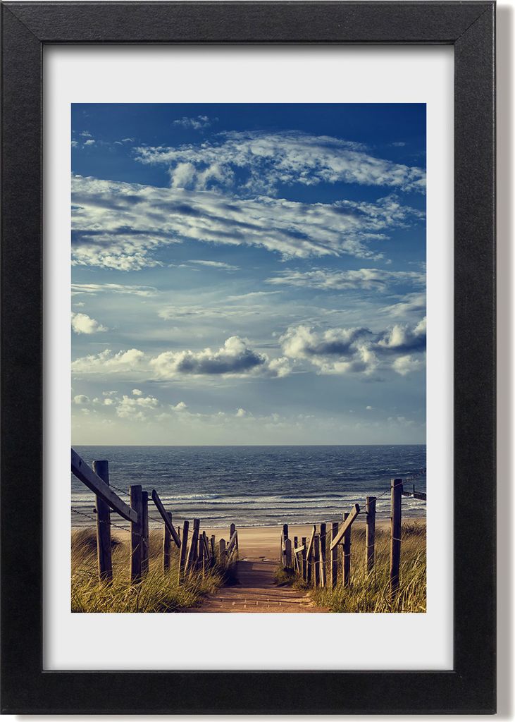 Bild 20x30 MDF-Rahmen, Wandkunst Weg zum Strand