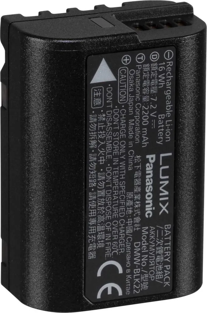 Batterie Panasonic DMW-BLK22E 2200mAh Haute Capacité pour Lumix S5