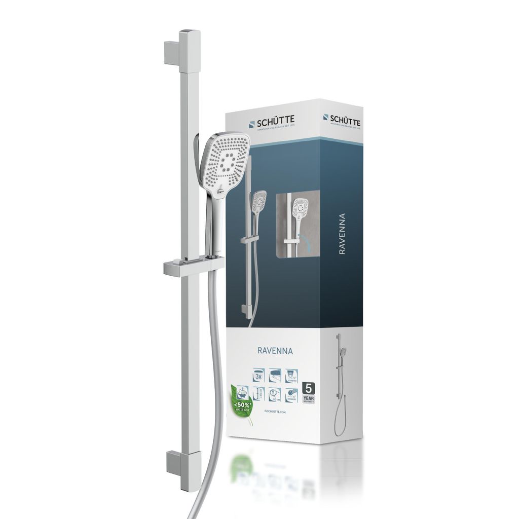 RAVENNA Stangenbrause-Set, Chrom/Weiß