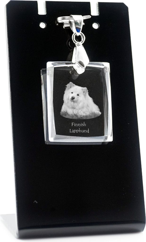 Finnischer Lapphund, Suomenlapinkoira, Lapinkoira - Kristallanhänger für Hunde, Foto-Halskette, einzigartiger Schmuck von Art-Dog