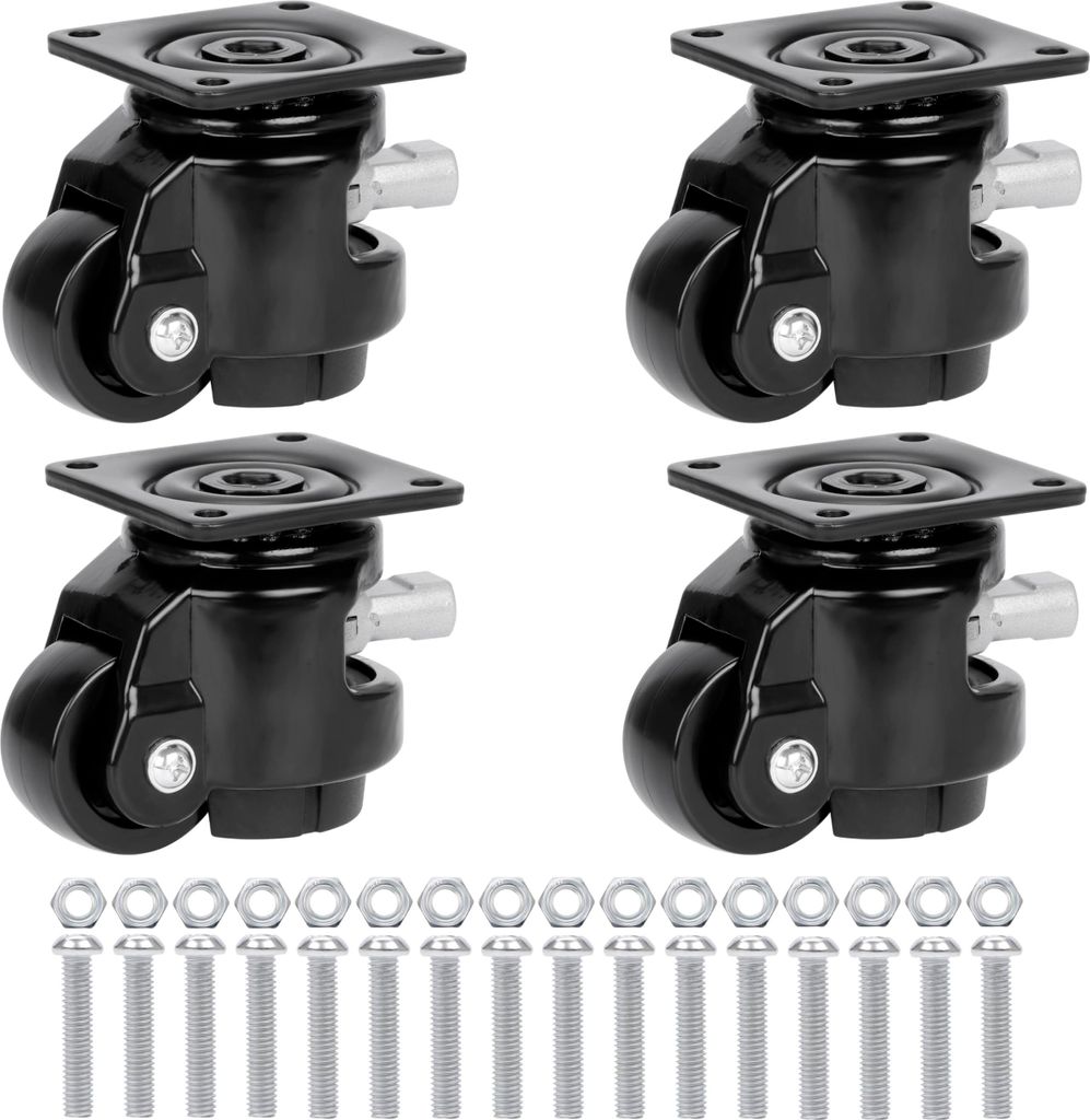 Kurtzy 4er Pack Schwerlastrollen mit Ratschengriff - Verstellbare und versenkbare Lenkrollen - Rollen Schwerlast - Heberollen - Gesamtkapazität 50...