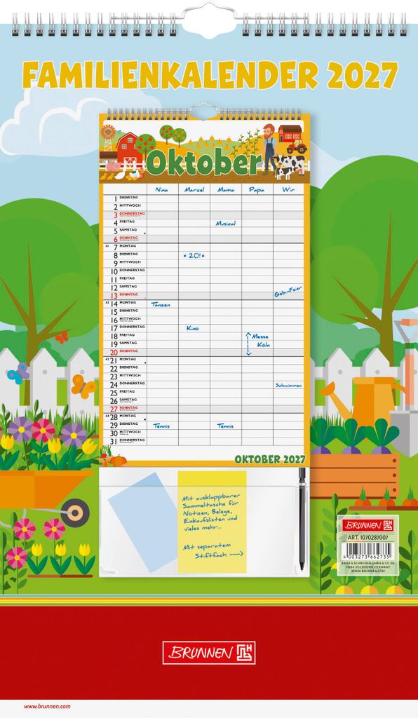 2027 BRUNNEN Familienkalender 25x41,5cm Graphics Produktbild 