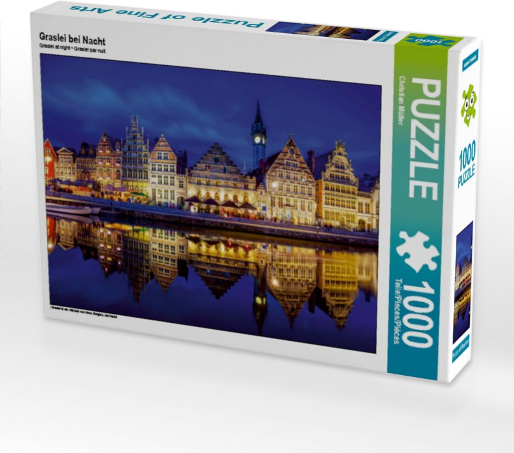 CALVENDO Puzzle Graslei bei Nacht | 1000 Teile Lege-Größe 64x48cm Foto-Puzzle für glückliche Stunden