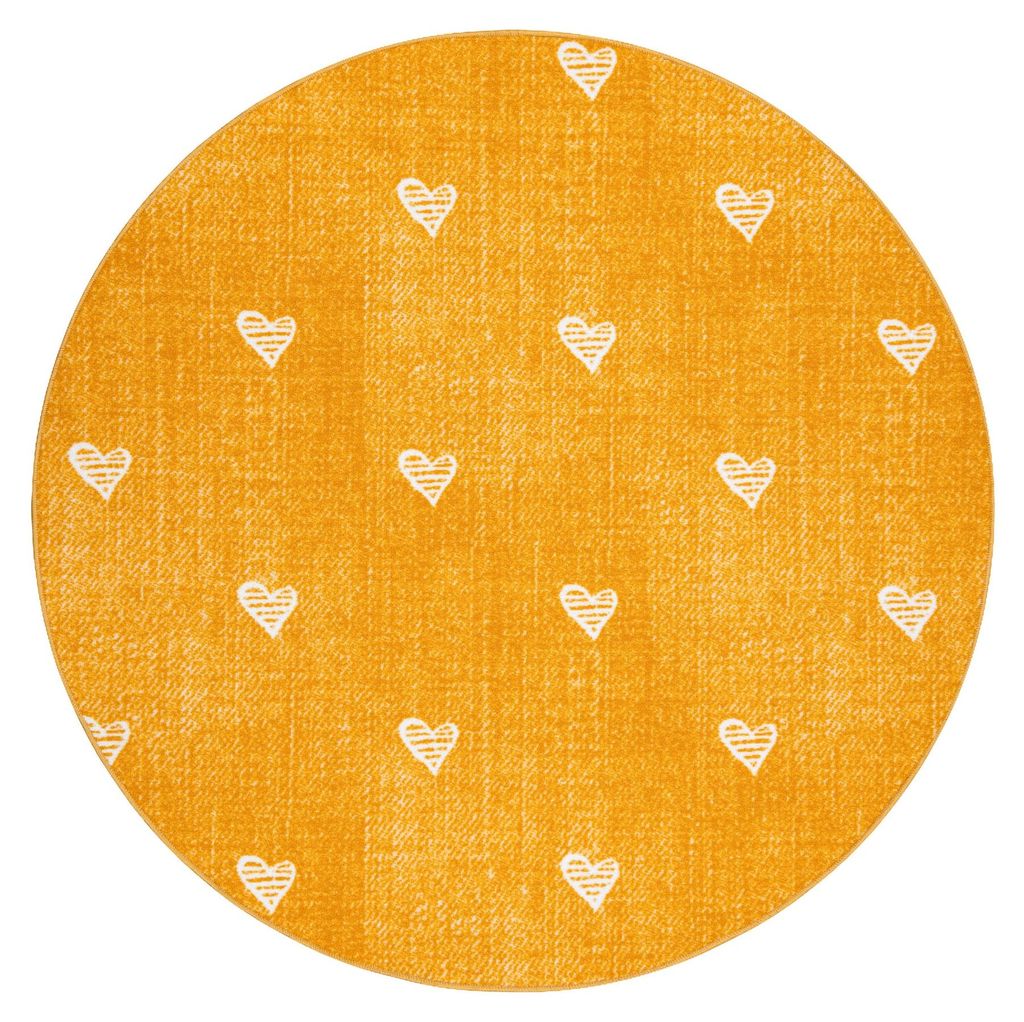 Teppich für Kinder HEARTS Kreis Jeans, vintage Herzen - orange orange rund 100 cm