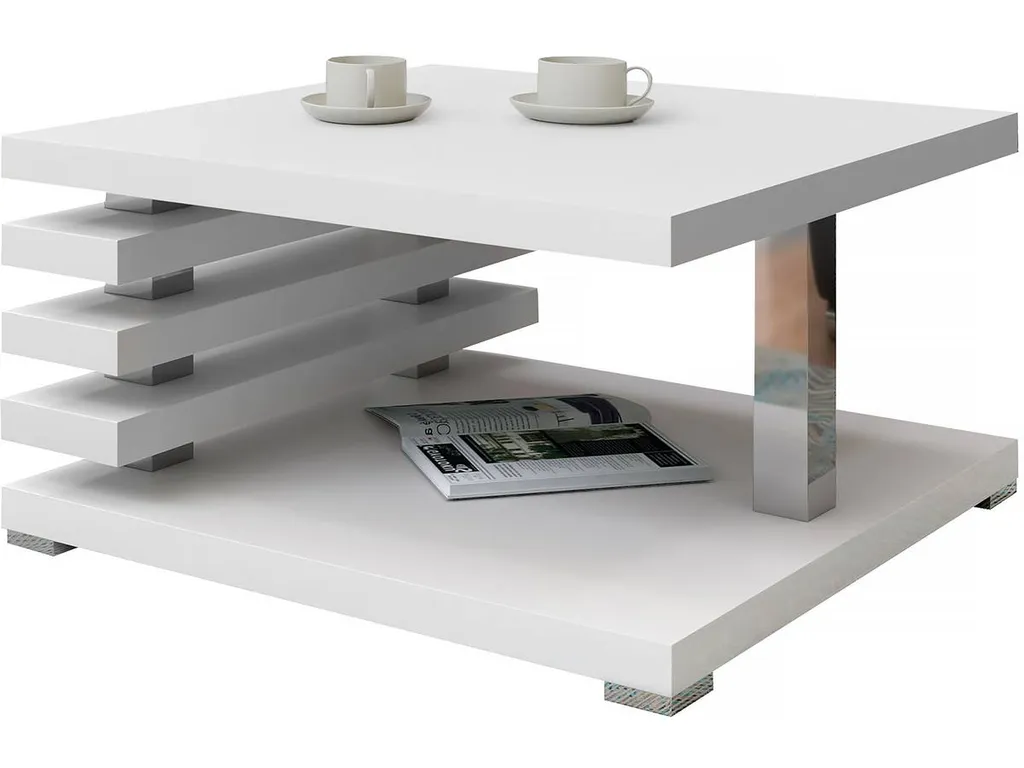 Table basse STORO blanche avec plateau résistant et finition minimaliste - 9