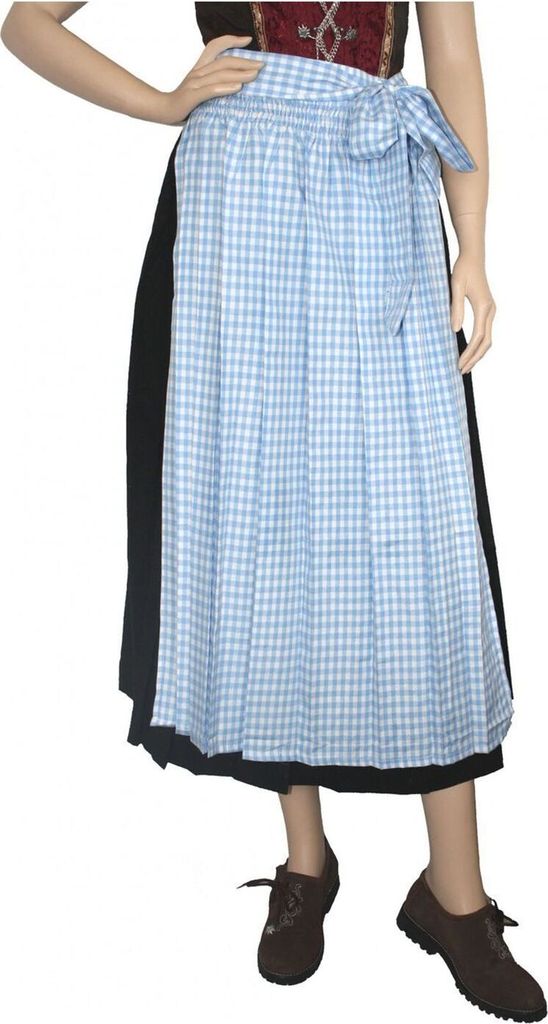 Lange Dirndlschürze Trachtenschürze schürze lang Dirndl Dirndel Blau, Größe:38