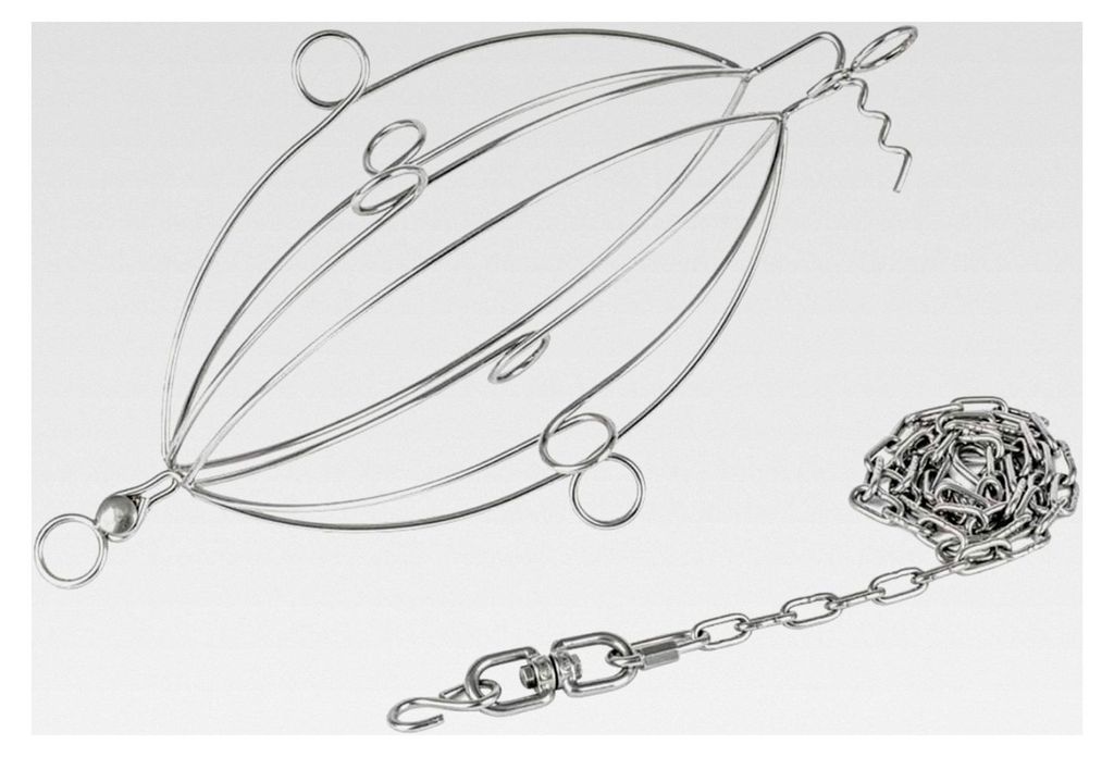 Grillkorb für Geflügel – Korb mit Kette und Haken für Hähnchen, Lamm und mehr über offenem Feuer.