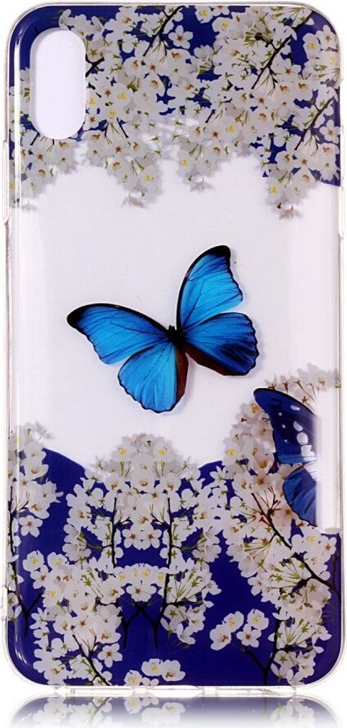 Peachy Transparente Hülle Kompatibel mit iPhone X XS TPU - Blau Weiss