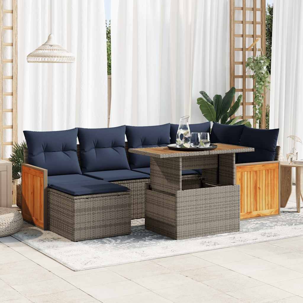 Maison Exclusive - 7-tlg. Garten-Sofagarnitur mit Kissen Schwarz Poly Rattan