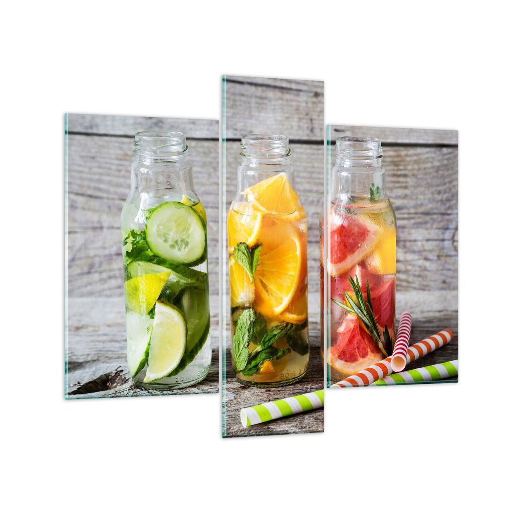 Bilder auf glas - Eis Minze Erfrischung Getränke - 95x80cm - Glasbilder - Wandbilder - Kunstdruck - zum Aufhängen bereit - Wanddekoration aus Gla...