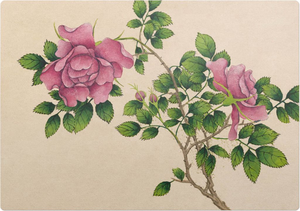 Rosenstrauß retro – Bodenschutzmatte – Stuhlunterlage 100x70 cm – Rutschfest – Hartbodenmatte