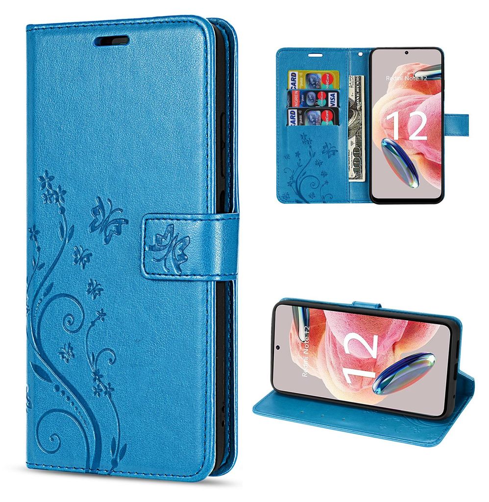 Handyhülle Xiaomi Redmi Note 12 5G / Poco X5 5G, Handy Tasche Wallet Case Flip Cover Blau