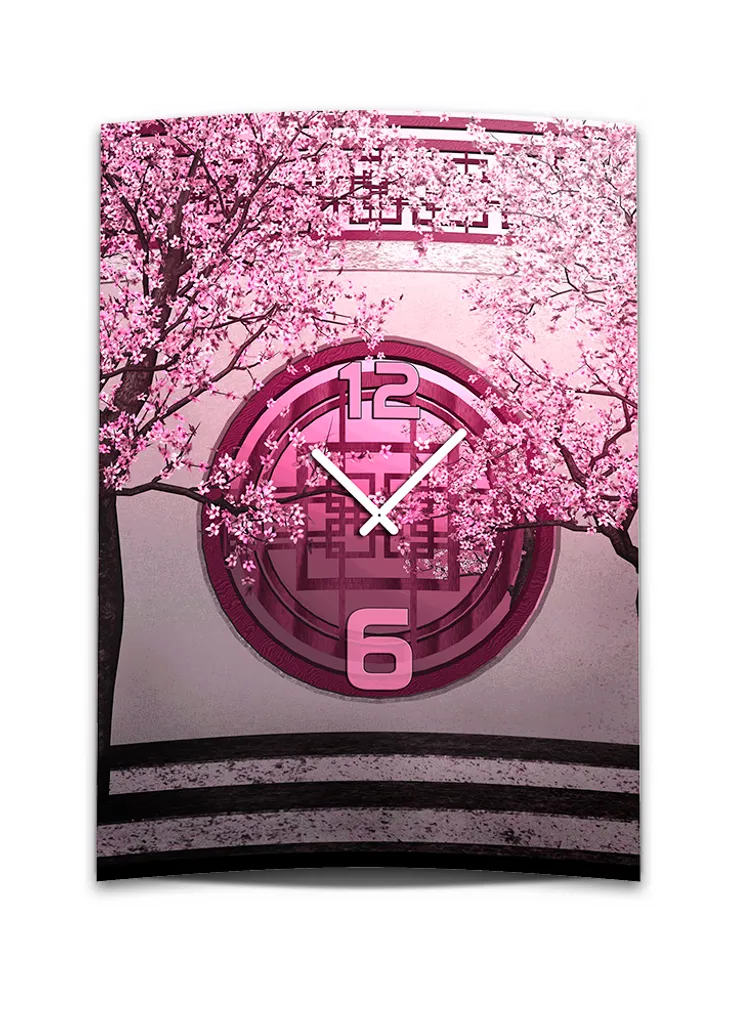 Horloge Murale XXL 3D Dixtime Fleurs de Cerisier 50x70 cm GR-013