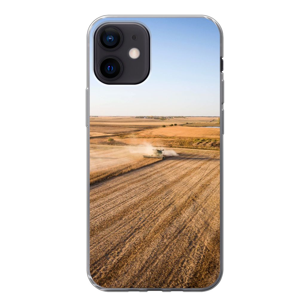 MuchoWow Handyhülle Schutzhülle Hülle für iPhone 12 Feld - Bauernhof - Traktor - Landwirt - Landleben Silikon Softcase Handy Hülle - Schutzh...
