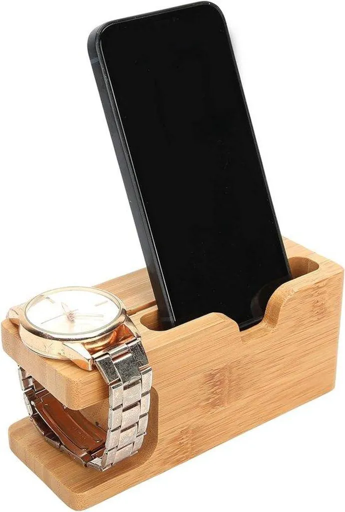 Organiseur de bureau en bois et support de charge pour montre et GSM