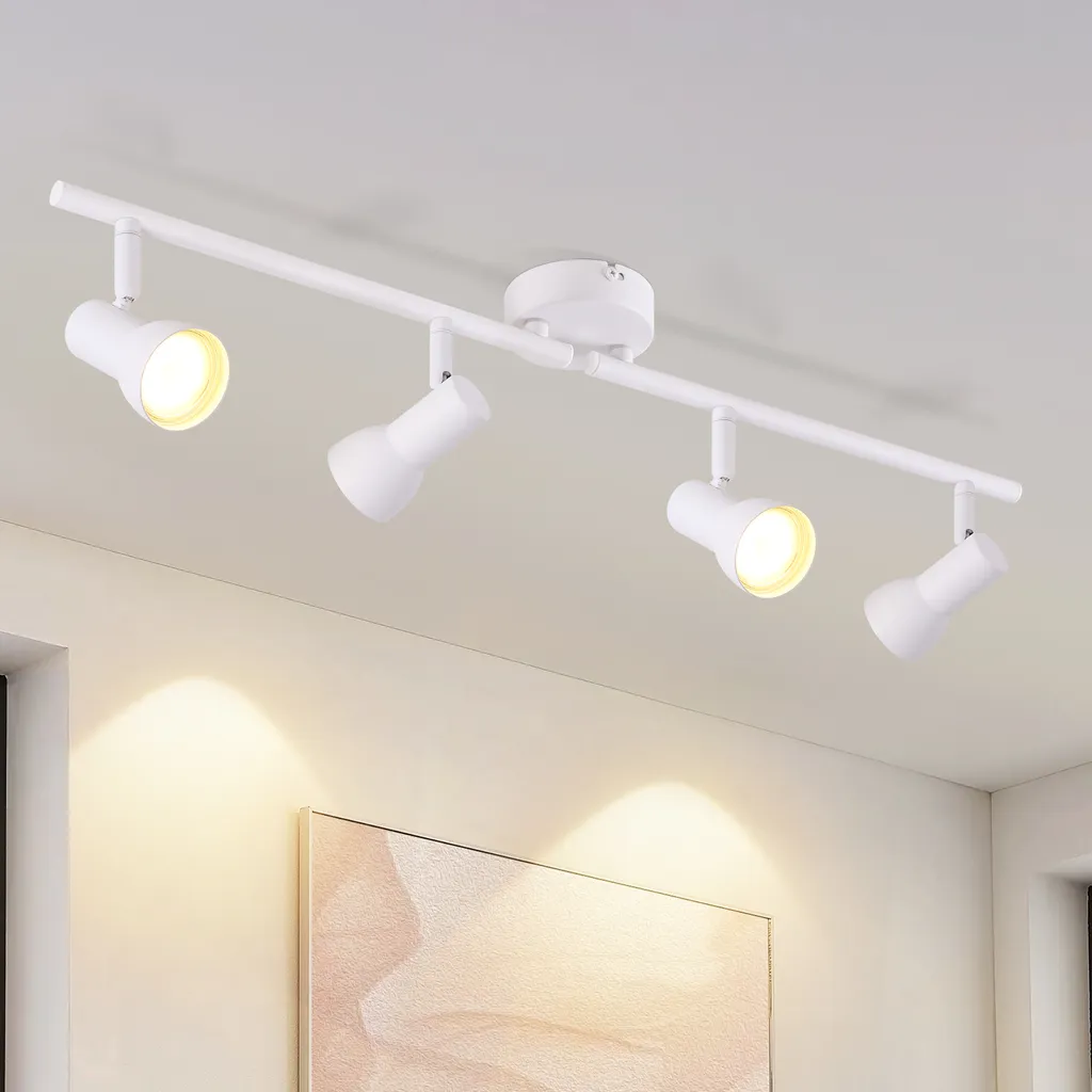 ZMH Plafoniera 4 Fiamme Bianca GU10 | Faretto Soffitto Moderno Orientabile