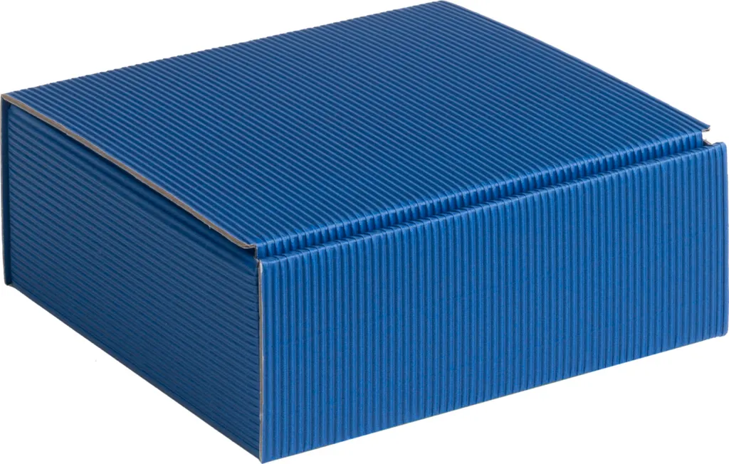 Scatola regalo in cartone ondulato aperto, cartone rigato BLU, dimensioni 20x19x10cm, 35 pezzi.