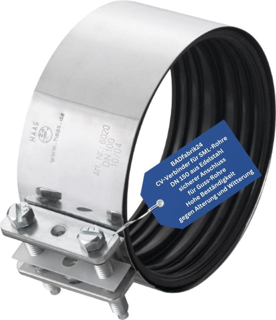 BADfabrik24 CV-Verbinder für SML-Roehre DN 150, Edelstahl Produktbild 