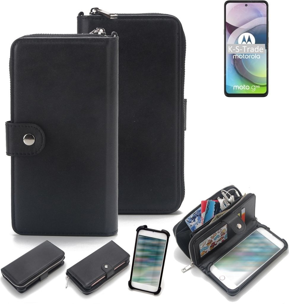 K-S-Trade 2in1 Handyhülle Schutzhülle kompatibel mit Motorola Moto G 5G & Portemonnee Cover Handy Hülle Case Etui Geldbörse Wallet Bookstyle