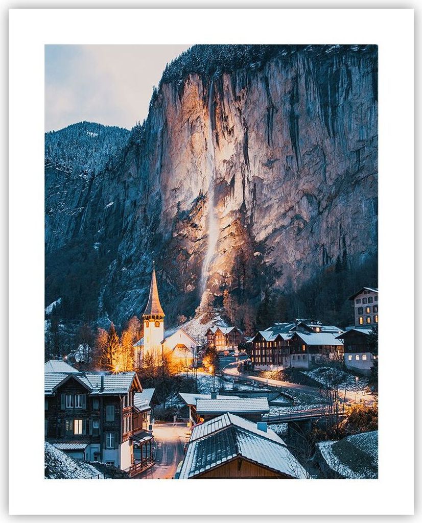 Poster - Poster ohne Rahmen - Lauterbrunnen Schweiz Tal - 40x50 cm - Wand Bild - Wanddeko - Wandbilder - Kunstposter - Wandposter - Bilder - Kunstd...