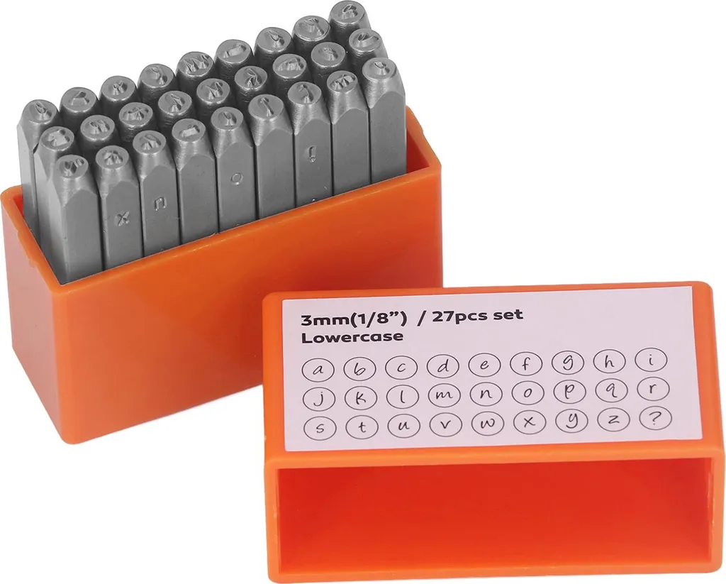 Set de 27 tampons en acier au carbone orange lettres minuscules bijoux