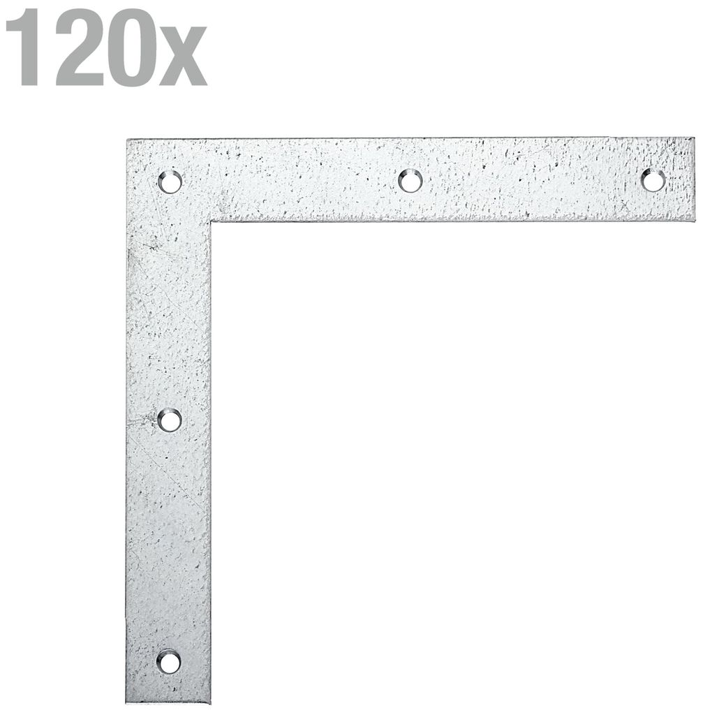 Alberts 120 x Eckwinkel 120 x 120 x 20 mm – sendzimirverzinkt, mit versenkten Schraublöchern
