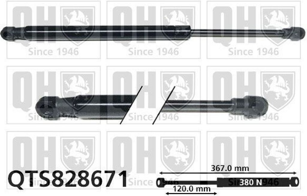 QUINTON HAZELL QTS828671 Gasfeder Heckklappendämpfer für OPEL Cascada (W13) 367mm