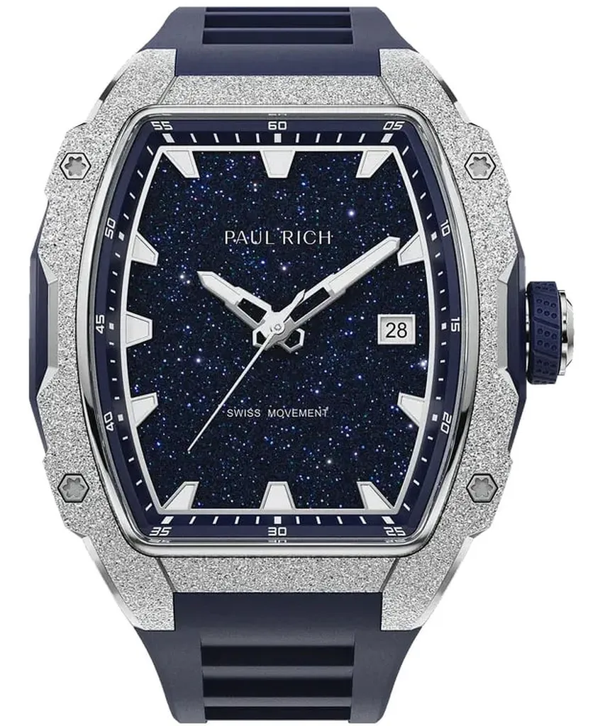 Montre Paul Rich Astro Lunar hommes en acier noir et cadran stellaire